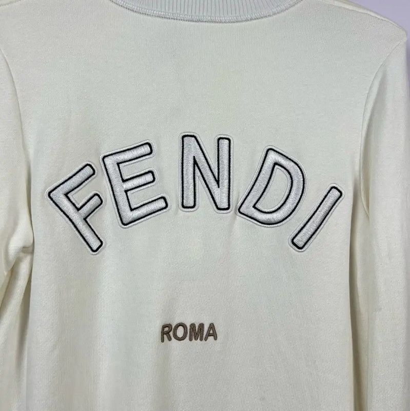 Fendi Fendi Women's White Cotton Long Sleeve Sweatshirt 0089 Size XS / US 0-2 / IT 36-38 - 5 Thumbnail