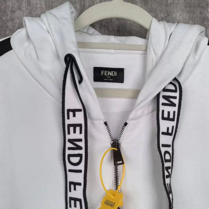 Fendi Fendi Women's XL White Cotton Hoodie 0089 Size XL / US 12-14 / IT 48-50 - 3 Thumbnail