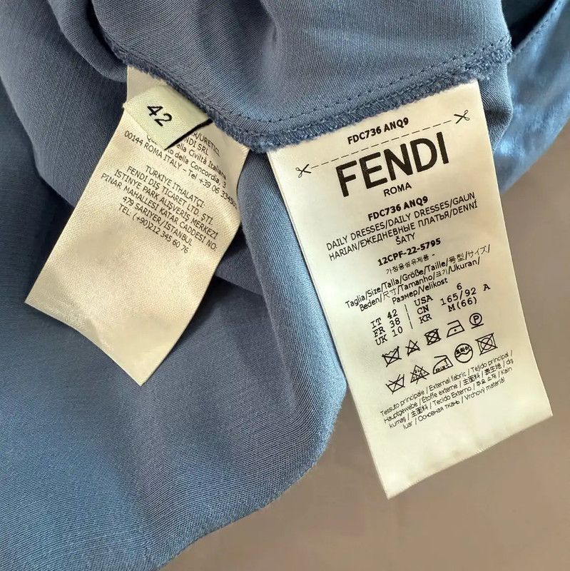 Fendi Fendi Summer Blue Silk Blend Long Sleeve Dress 0089 Size M / US 6-8 / IT 42-44 - 5 Thumbnail