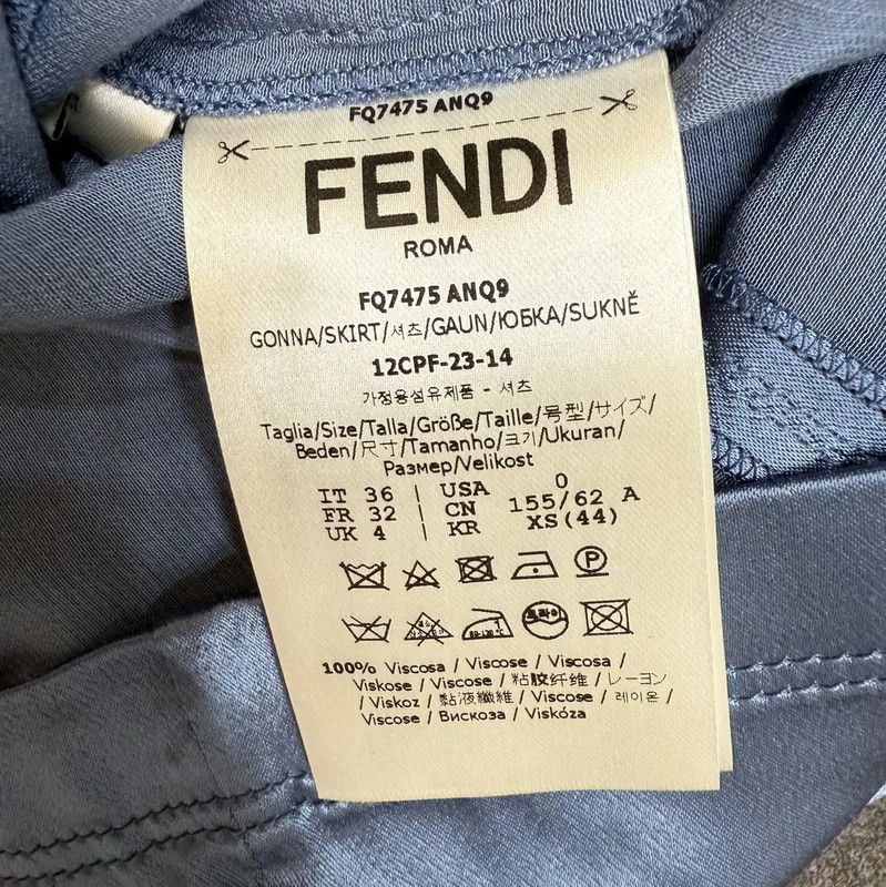 Fendi Fendi Summer Blue Silk-Blend Mini Skirt 0089 Size 22" - 4 Thumbnail