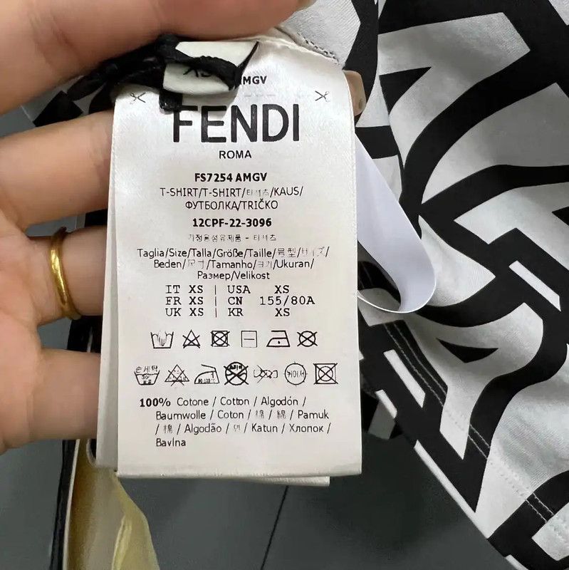 Fendi Fendi Summer Black Cotton Logo Short Sleeve Tee 0089 Size XXS / US 00 / IT 34 - 3 Thumbnail