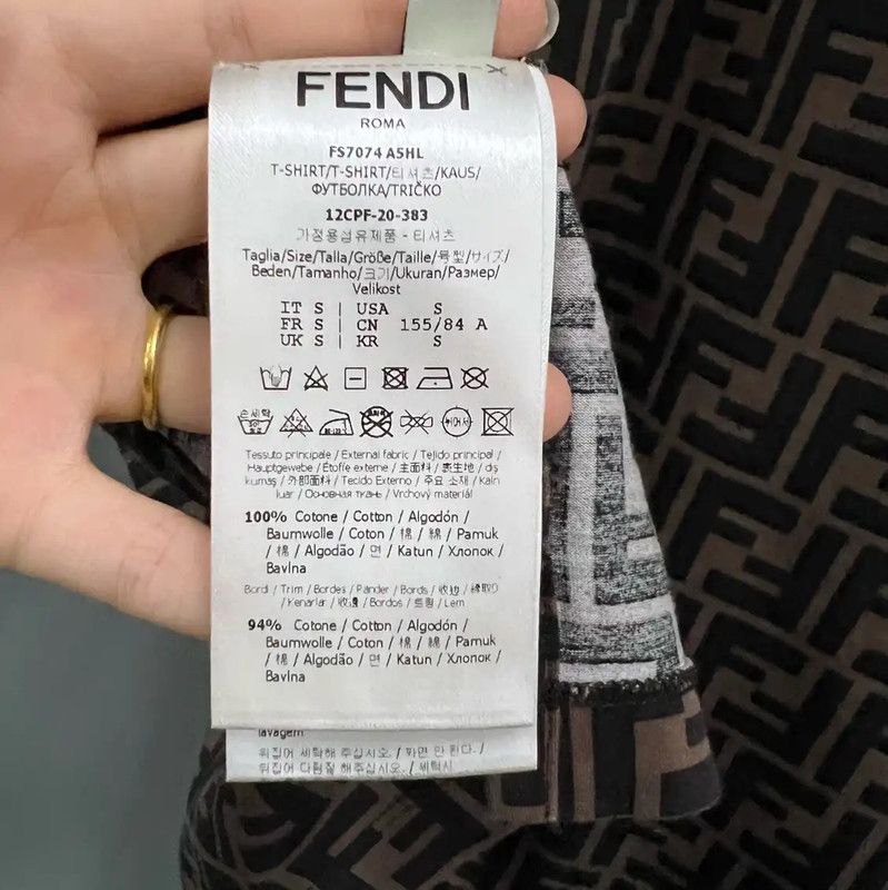 Fendi Fendi Brown Short Sleeve Logo T-Shirt 0089 Size S / US 4 / IT 40 - 2 Thumbnail