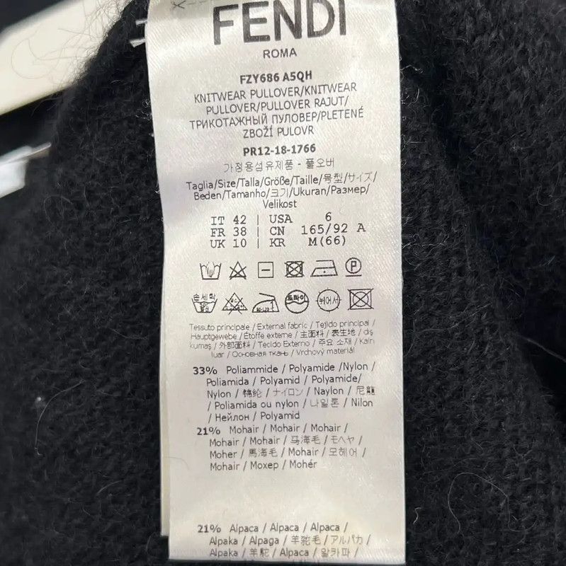 Fendi FENDI Black Cotton Long Sleeve Sweatshirt 0089 Size L / US 10 / IT 46 - 6 Thumbnail