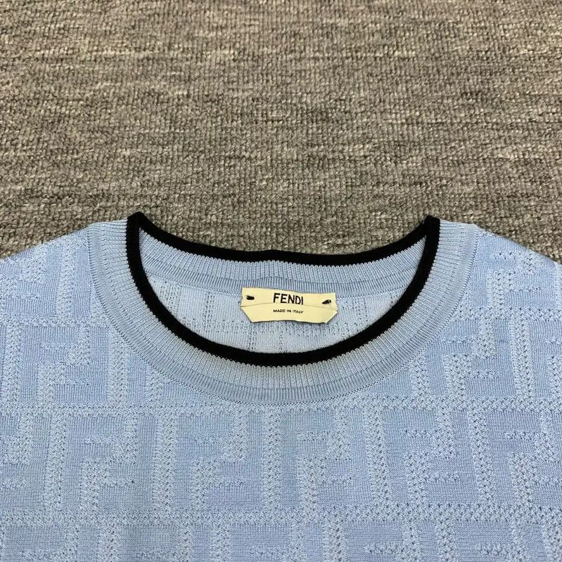 Fendi Fendi Blue Cotton Women's T-Shirt 0089 Size L / US 10 / IT 46 - 2 Thumbnail