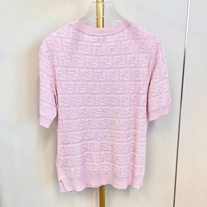 Fendi Fendi Pink Short Sleeve T-Shirt for Women 0089 Size XS / US 0-2 / IT 36-38 - 2 Thumbnail