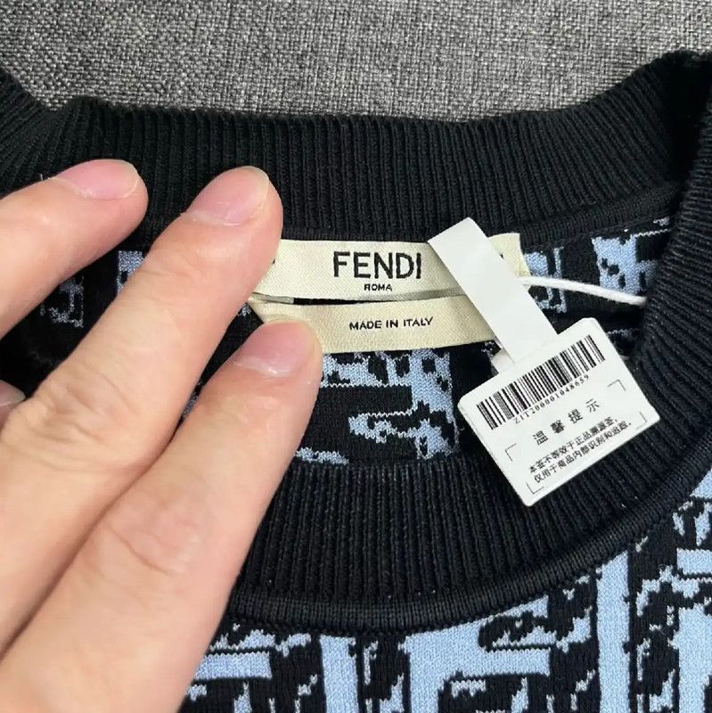 Fendi Fendi Blue Cotton Women's T-shirt 0089 Size M / US 6-8 / IT 42-44 - 3 Thumbnail