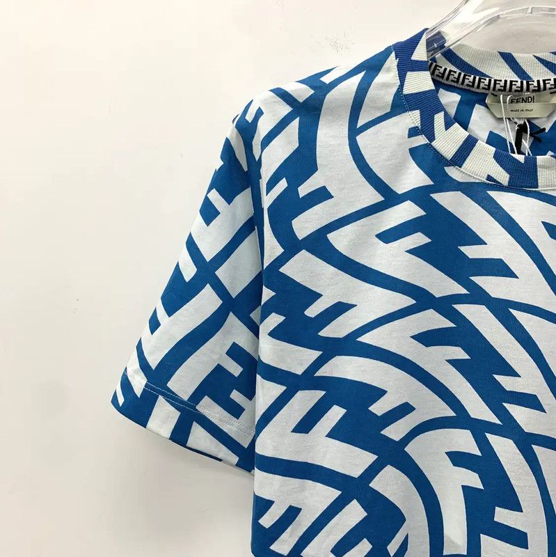 Fendi Fendi Blue Cotton T-Shirt for Women 0089 Size M / US 6-8 / IT 42-44 - 3 Thumbnail