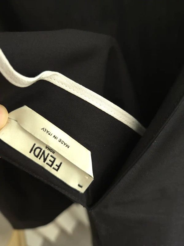 Fendi Fendi Black Summer Cotton Dress with Bow 0089 Size L / US 10 / IT 46 - 2 Thumbnail