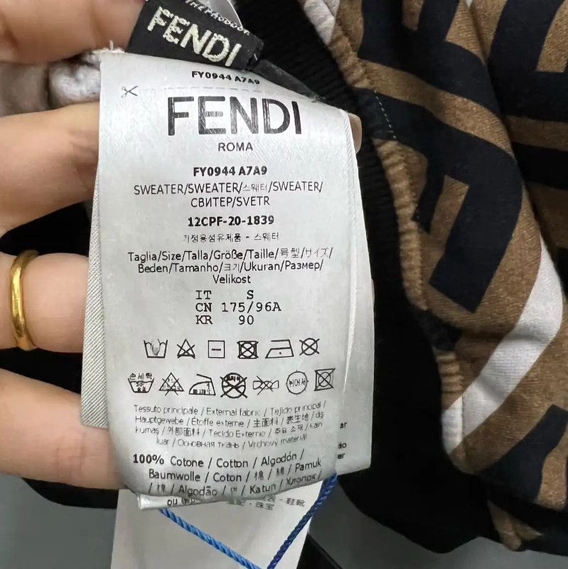 Fendi Fendi Brown Cotton Logo Long Sleeve Sweatshirt 0089 Size S / US 4 / IT 40 - 3 Thumbnail