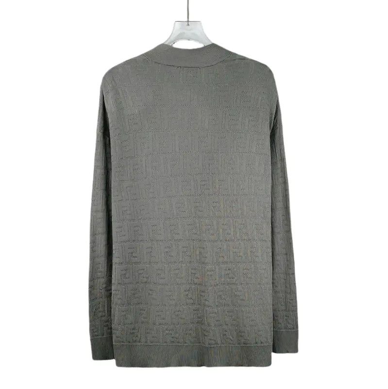Fendi Fendi Gray Double F Logo Long Sleeve Cardigan 0089 Size M / US 6-8 / IT 42-44 - 2 Thumbnail