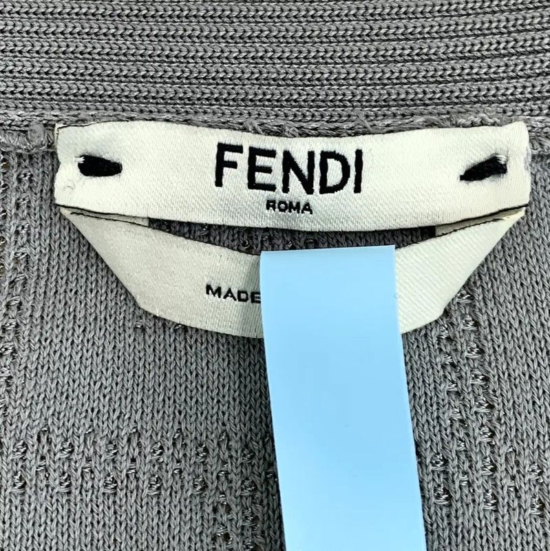 Fendi Fendi Gray Double F Logo Long Sleeve Cardigan 0089 Size M / US 6-8 / IT 42-44 - 4 Thumbnail