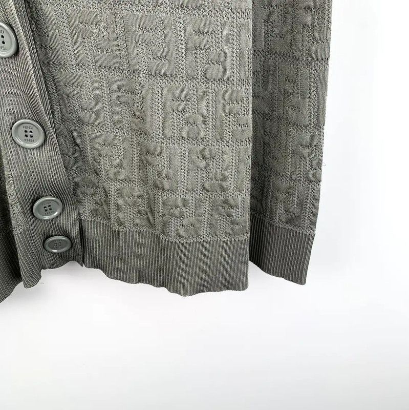 Fendi Fendi Gray Double F Logo Long Sleeve Cardigan 0089 Size M / US 6-8 / IT 42-44 - 3 Thumbnail