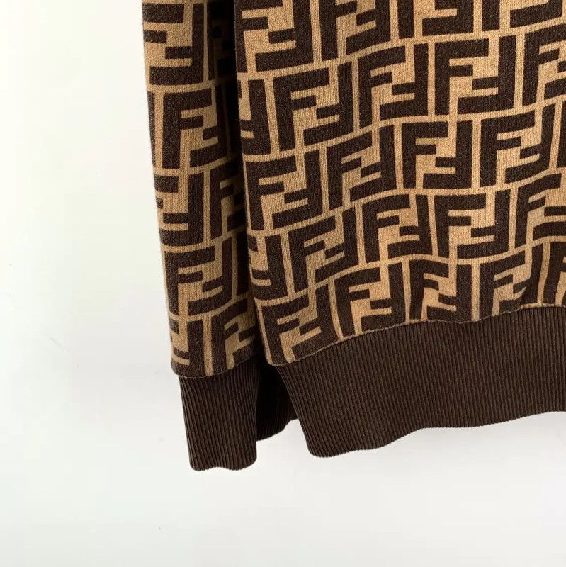 Fendi Fendi Brown Cotton Women's Hoodie 0089 Size L / US 10 / IT 46 - 4 Thumbnail