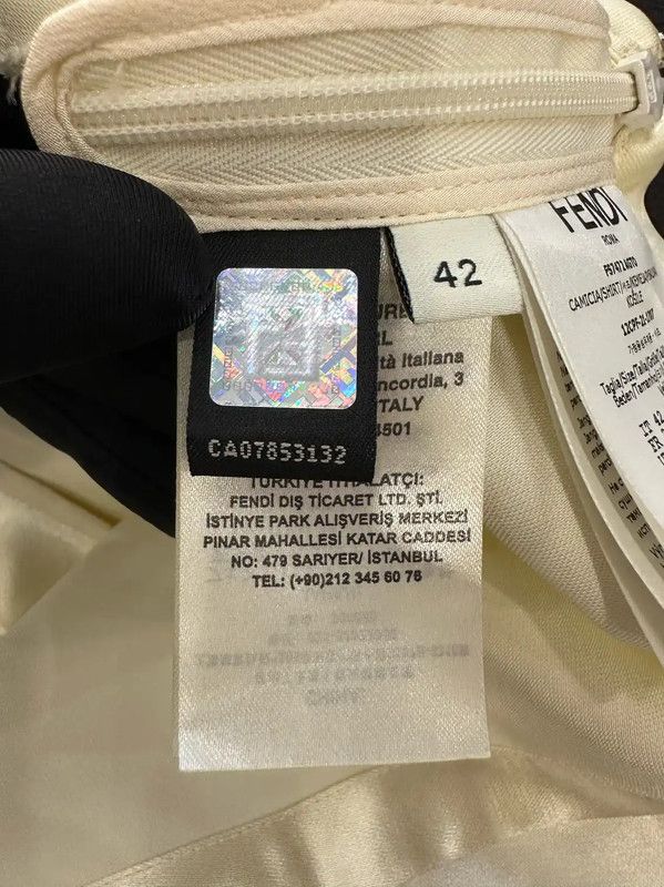 Fendi Fendi Cream Silk Women's Shirt 0089 Size L / US 10 / IT 46 - 4 Thumbnail