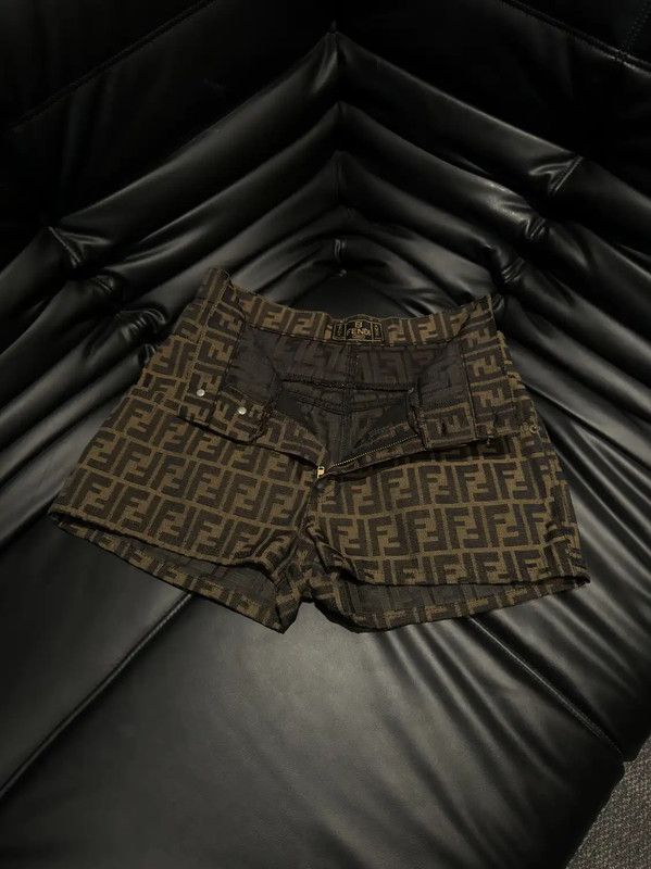 Fendi Fendi Brown Monogram Cotton Shorts for Women 0089 Size 27" / US 4 / IT 40 - 2 Thumbnail