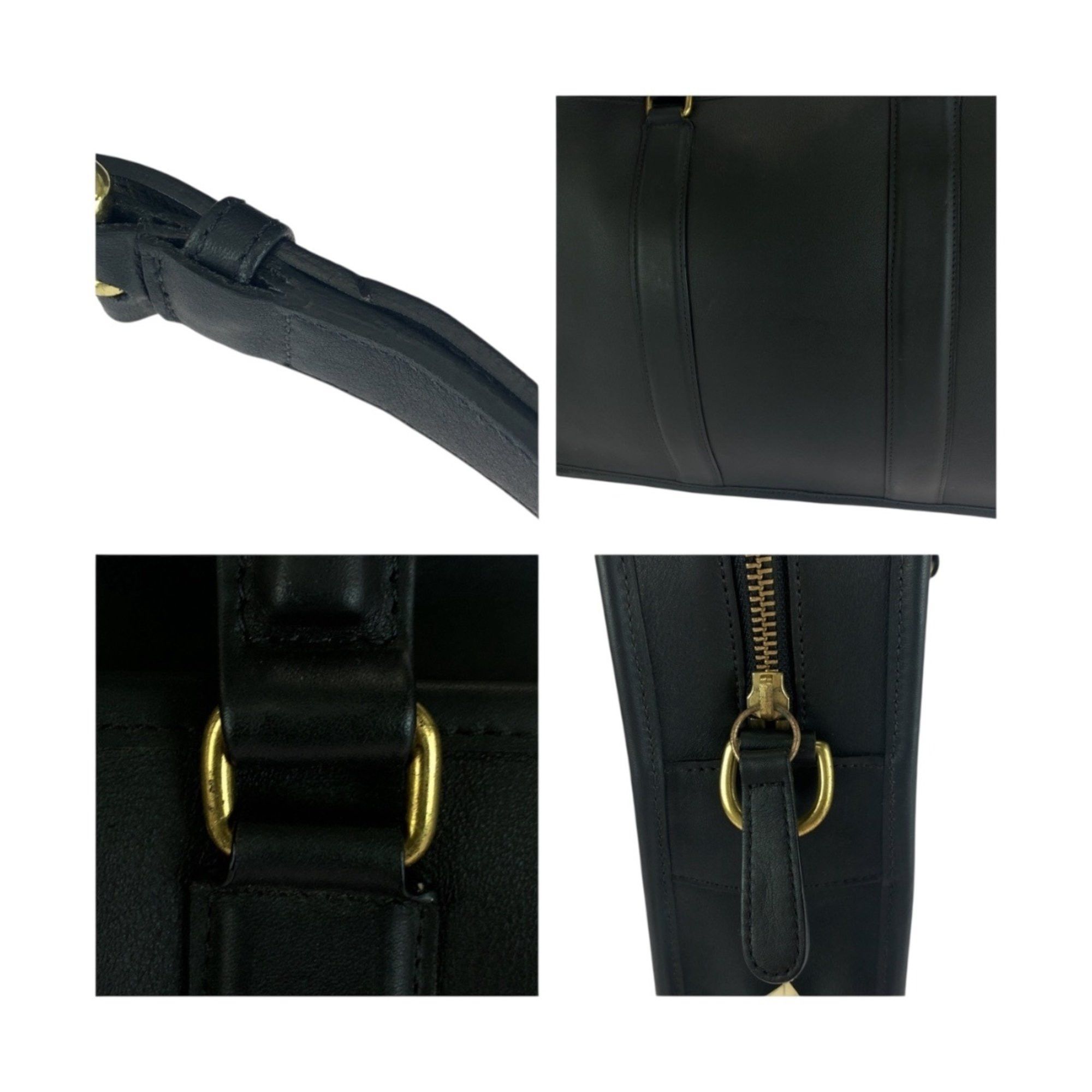 Coach COACH Old Coach 5296 Black Leather Shoulder Bag with Gold Hardware, 2-Way Handbag for Women Size ONE SIZE - 5 Thumbnail