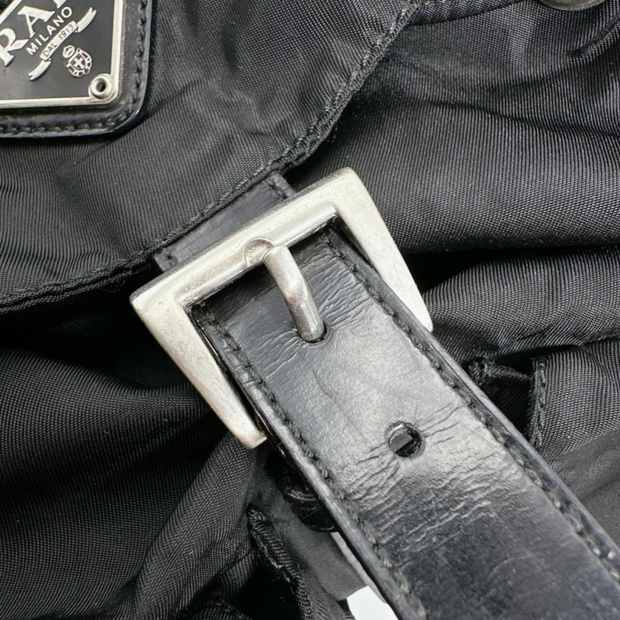 Prada Prada Triangle Logo Backpack in Black Nylon Size ONE SIZE - 14 Thumbnail