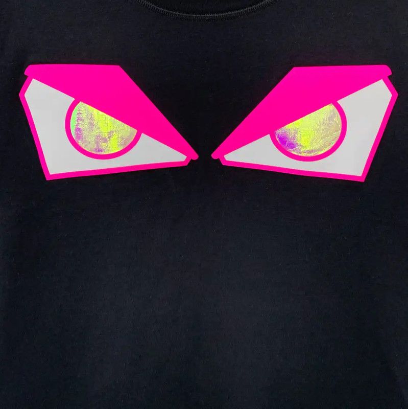 Fendi Fendi Black Cotton T-Shirt with Eye Print 0089 Size M / US 6-8 / IT 42-44 - 6 Thumbnail