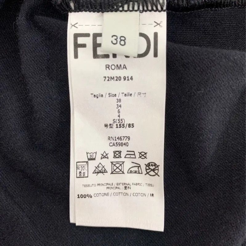 Fendi Fendi Black Cotton T-Shirt with Eye Print 0089 Size M / US 6-8 / IT 42-44 - 7 Thumbnail