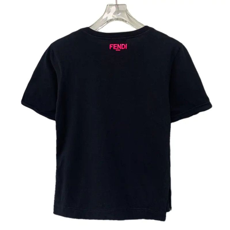 Fendi Fendi Black Cotton T-Shirt with Eye Print 0089 Size M / US 6-8 / IT 42-44 - 2 Thumbnail