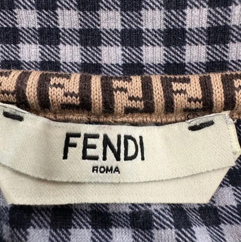 Fendi Fendi Short Sleeve Gingham Cotton T-Shirt 0089 Size S / US 4 / IT 40 - 4 Thumbnail