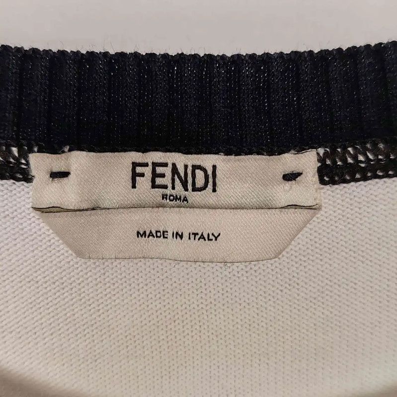 Fendi Fendi White Cotton Women's Knit Sweater 0089 Size M / US 6-8 / IT 42-44 - 3 Thumbnail