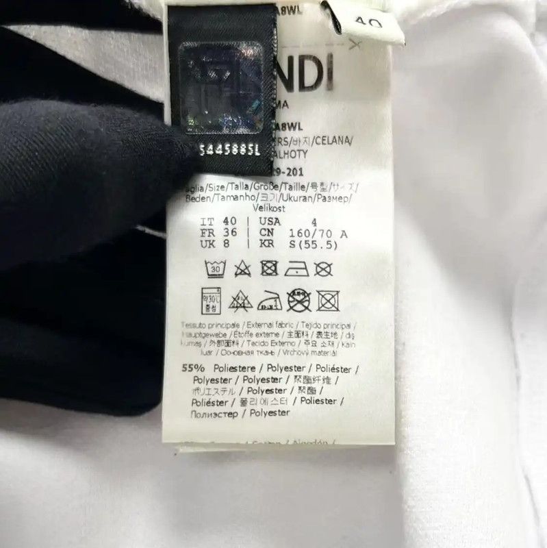 Fendi Fendi White Cotton F Logo Casual Pants 0089 Size 30" / US 8 / IT 44 - 5 Thumbnail