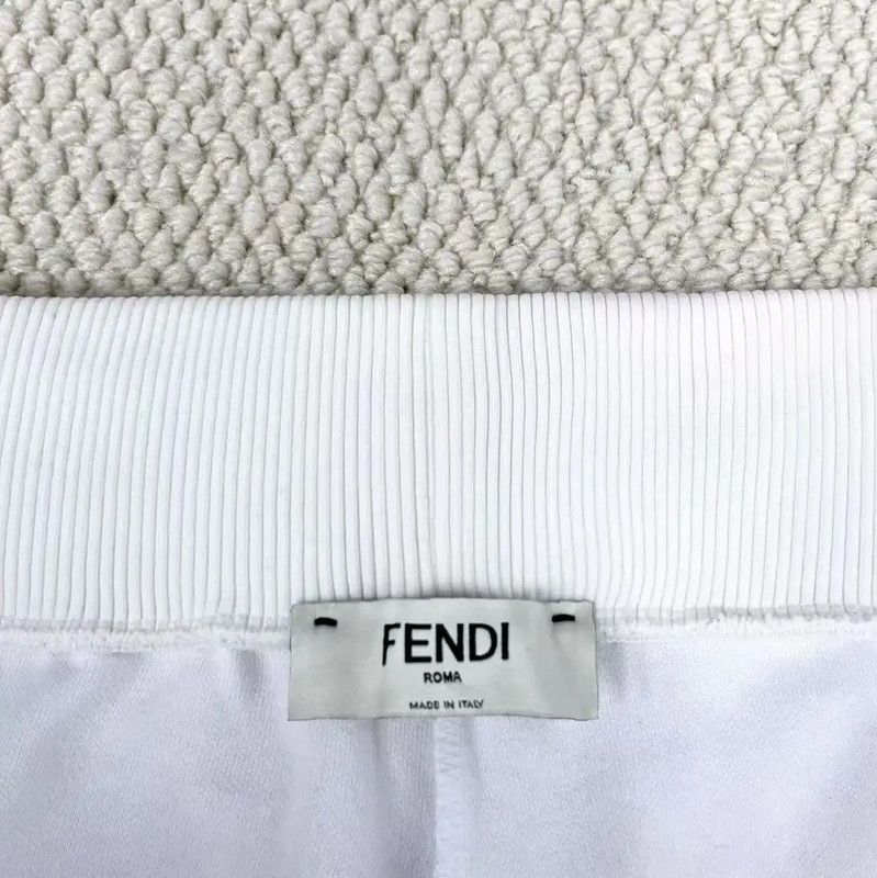 Fendi Fendi White Cotton F Logo Casual Pants 0089 Size 30" / US 8 / IT 44 - 3 Thumbnail