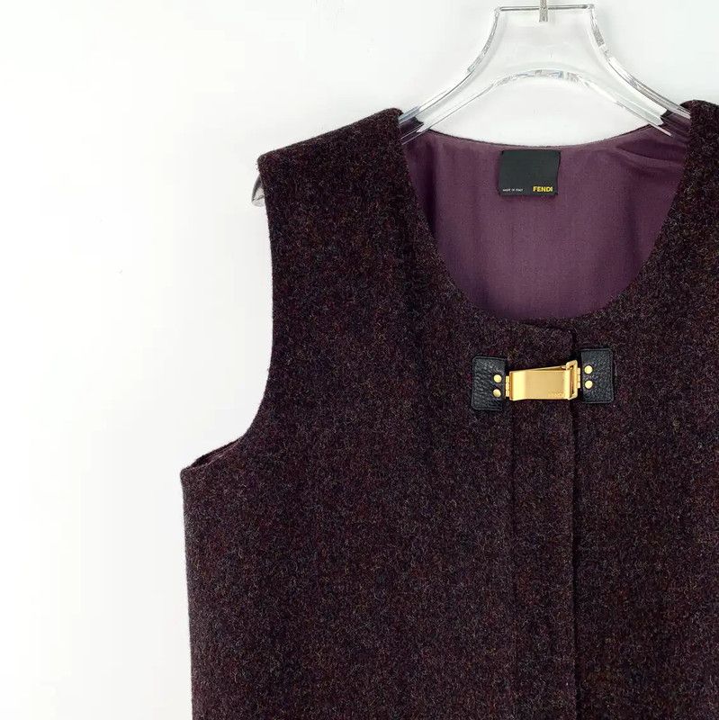 Fendi Fendi Deep Purple Wool Sleeveless Cardigan 0089 Size M / US 6-8 / IT 42-44 - 3 Thumbnail