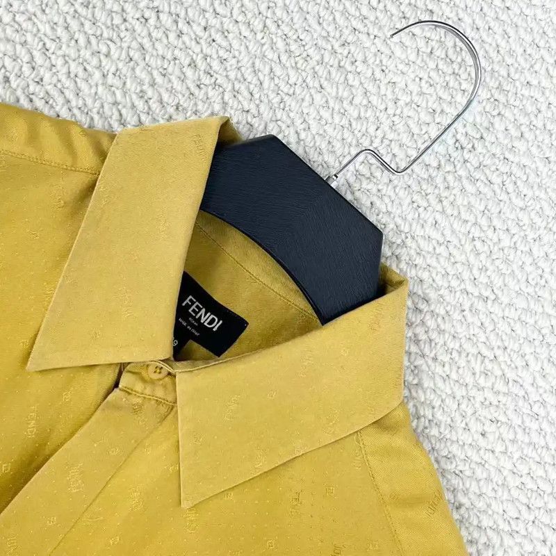 Fendi Fendi Yellow Silk Long Sleeve Shirt 0089 Size M / US 6-8 / IT 42-44 - 3 Thumbnail
