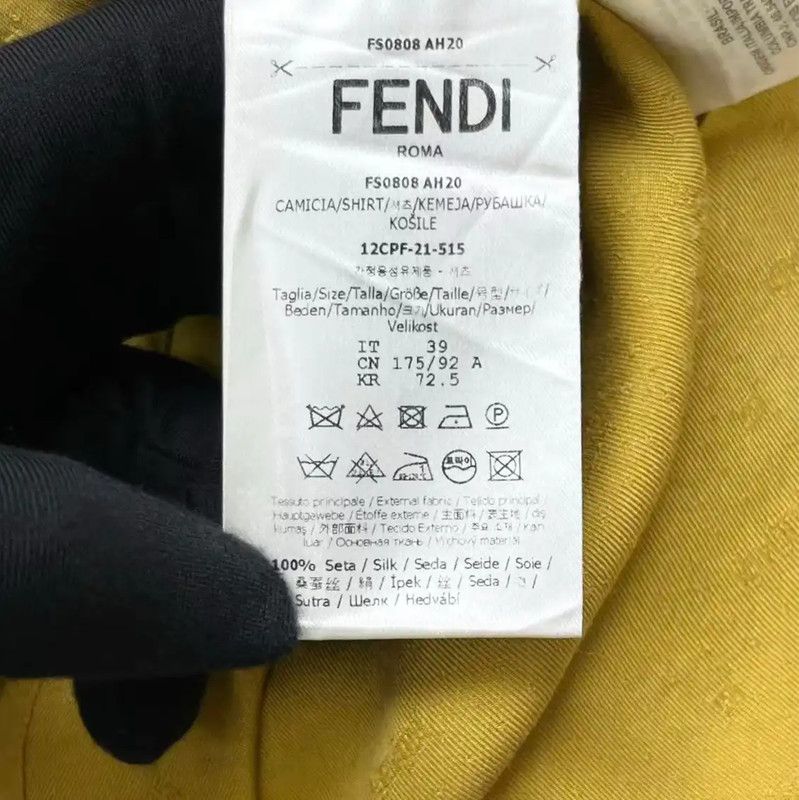 Fendi Fendi Yellow Silk Long Sleeve Shirt 0089 Size M / US 6-8 / IT 42-44 - 4 Thumbnail