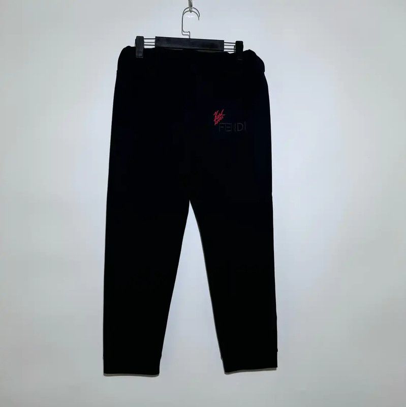 Fendi FENDI Black Cotton Graphic Casual Pants for Women 0089 Size 28" / US 6 / IT 42 - 2 Thumbnail
