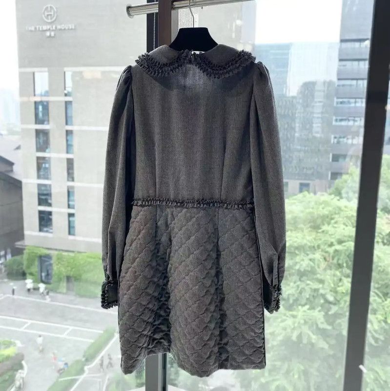 Fendi Fendi Gray Wool Dress with Ruffle Details 0089 Size ONE SIZE - 2 Thumbnail