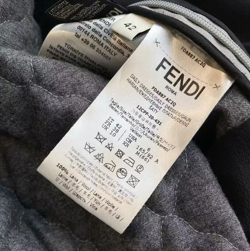 Fendi Fendi Gray Wool Dress with Ruffle Details 0089 Size ONE SIZE - 5 Thumbnail