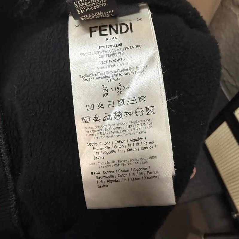 Fendi Fendi Black Cotton Sweatshirt with Yellow Logo 0089 Size S / US 4 / IT 40 - 4 Thumbnail