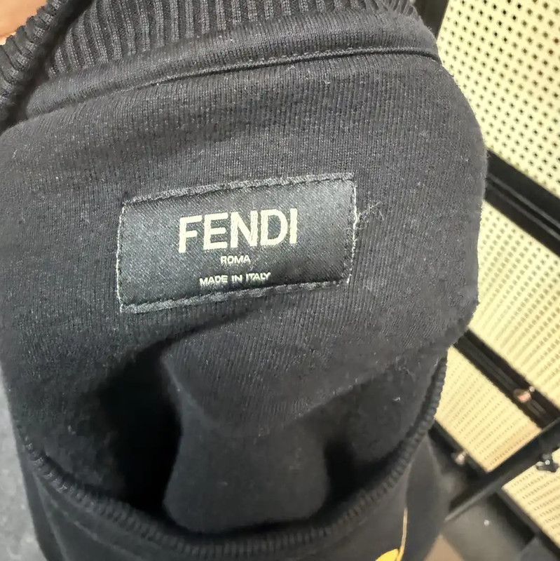 Fendi Fendi Black Cotton Sweatshirt with Yellow Logo 0089 Size S / US 4 / IT 40 - 3 Thumbnail
