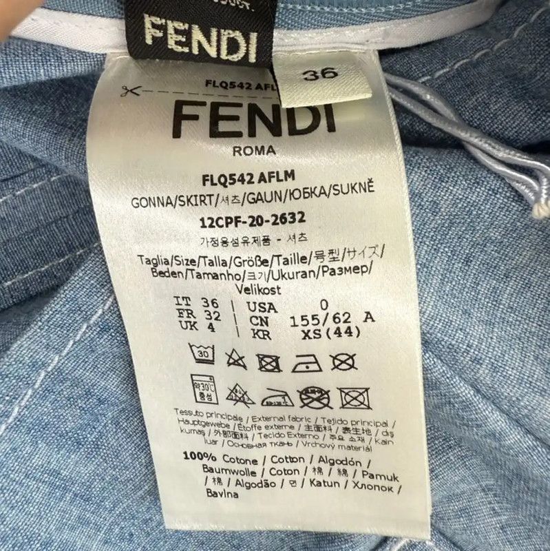Fendi Fendi Light Blue Cotton Skirt for Women 0089 Size 23" - 3 Thumbnail