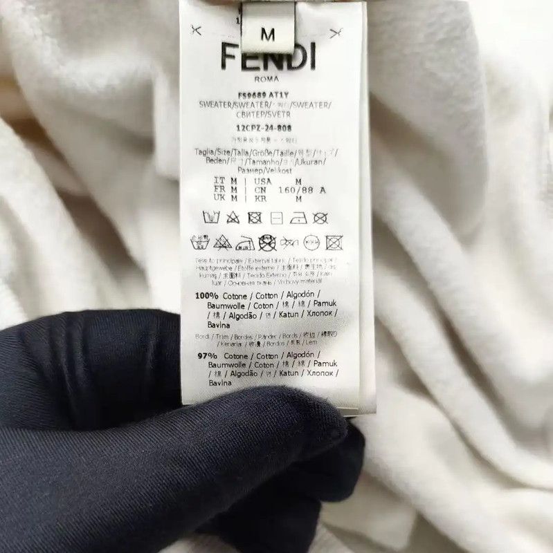 Fendi Fendi White Cotton Hoody for Women 0089 Size M / US 6-8 / IT 42-44 - 5 Thumbnail