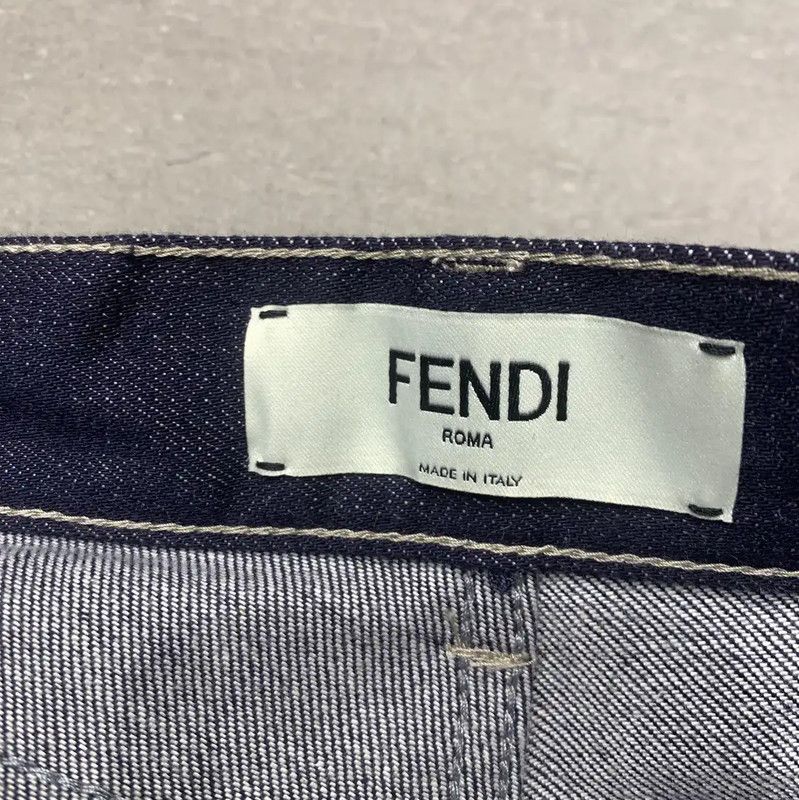 Fendi Fendi Blue Cotton Double F Logo Denim Pants 0089 Size 28" / US 6 / IT 42 - 3 Thumbnail