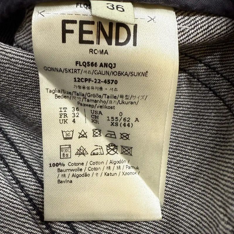 Fendi Fendi Black Denim A-Line Mini Skirt 0089 Size 22" - 5 Thumbnail
