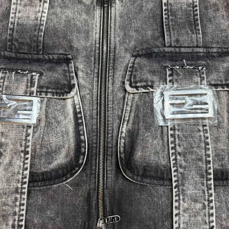 Fendi Fendi Black Denim A-Line Mini Skirt 0089 Size 22" - 7 Thumbnail