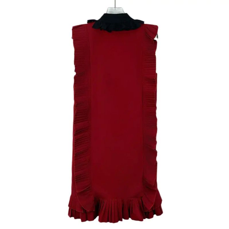 Fendi Fendi Red Cotton Dress with Ruffles 0089 Size S / US 4 / IT 40 - 2 Thumbnail