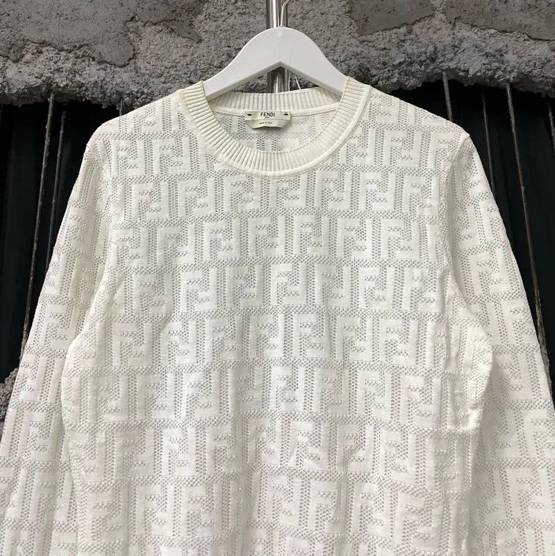 Fendi Fendi Women's White Knit Sweater 0089 Size ONE SIZE - 3 Thumbnail