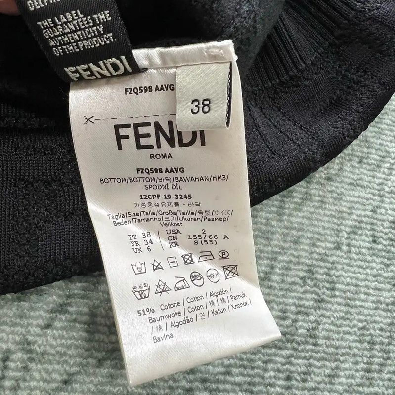 Fendi Fendi Black Cotton Letter Embroidered Midi Skirt 0089 Size 23" - 5 Thumbnail