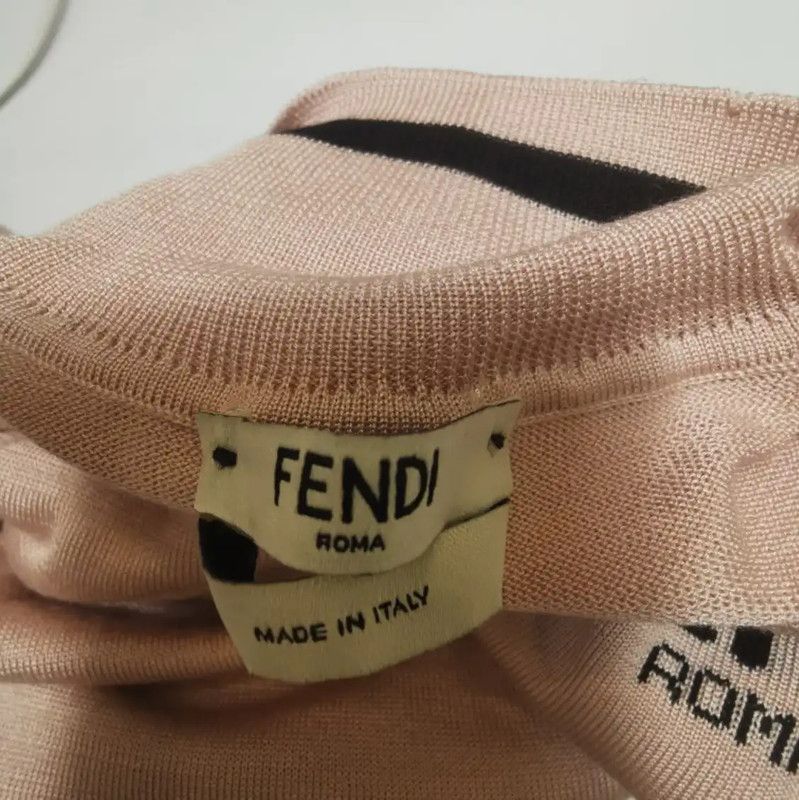 Fendi Fendi Knit Sweater in Nude Pink with Logo 0089 Size M / US 6-8 / IT 42-44 - 5 Thumbnail