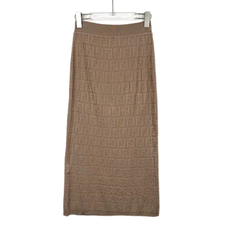 Fendi Fendi Brown Cotton Midi Skirt for Women 0089 Size 23" - 2 Thumbnail