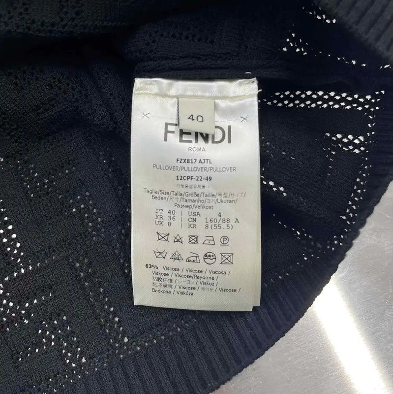 Fendi Fendi Black Women's Cropped Knit Sweater 0089 Size S / US 4 / IT 40 - 4 Thumbnail