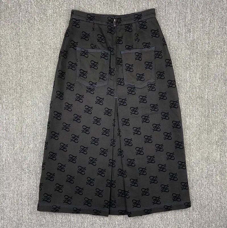 Fendi Fendi Gray Cotton Midi Skirt for Women 0089 Size 23" - 3 Thumbnail