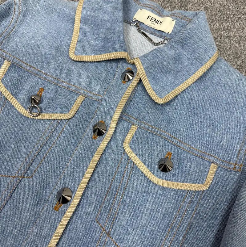 Fendi Fendi Blue Denim Jacket with Unique Sleeve Detail 0089 Size M / US 6-8 / IT 42-44 - 3 Thumbnail