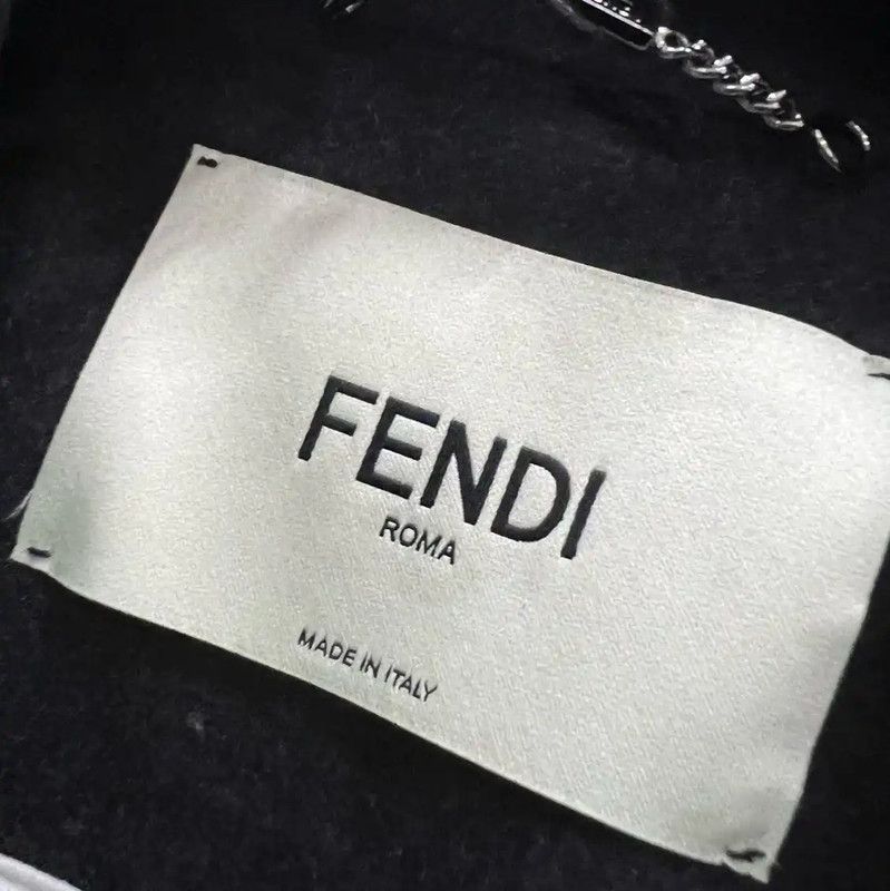 Fendi Fendi Women's Black Cotton Midi Coat 0089 Size ONE SIZE - 4 Thumbnail